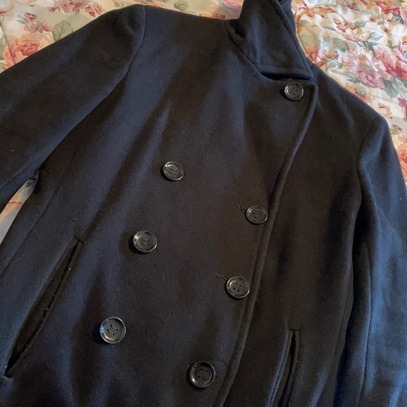 Calvin Klein Double Breasted Wool Black Peacoat - Picture 5 of 5